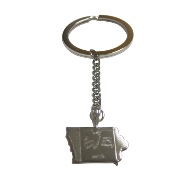 Iowa State Map Shape and Flag Design Keychain - Picture 1 of 2